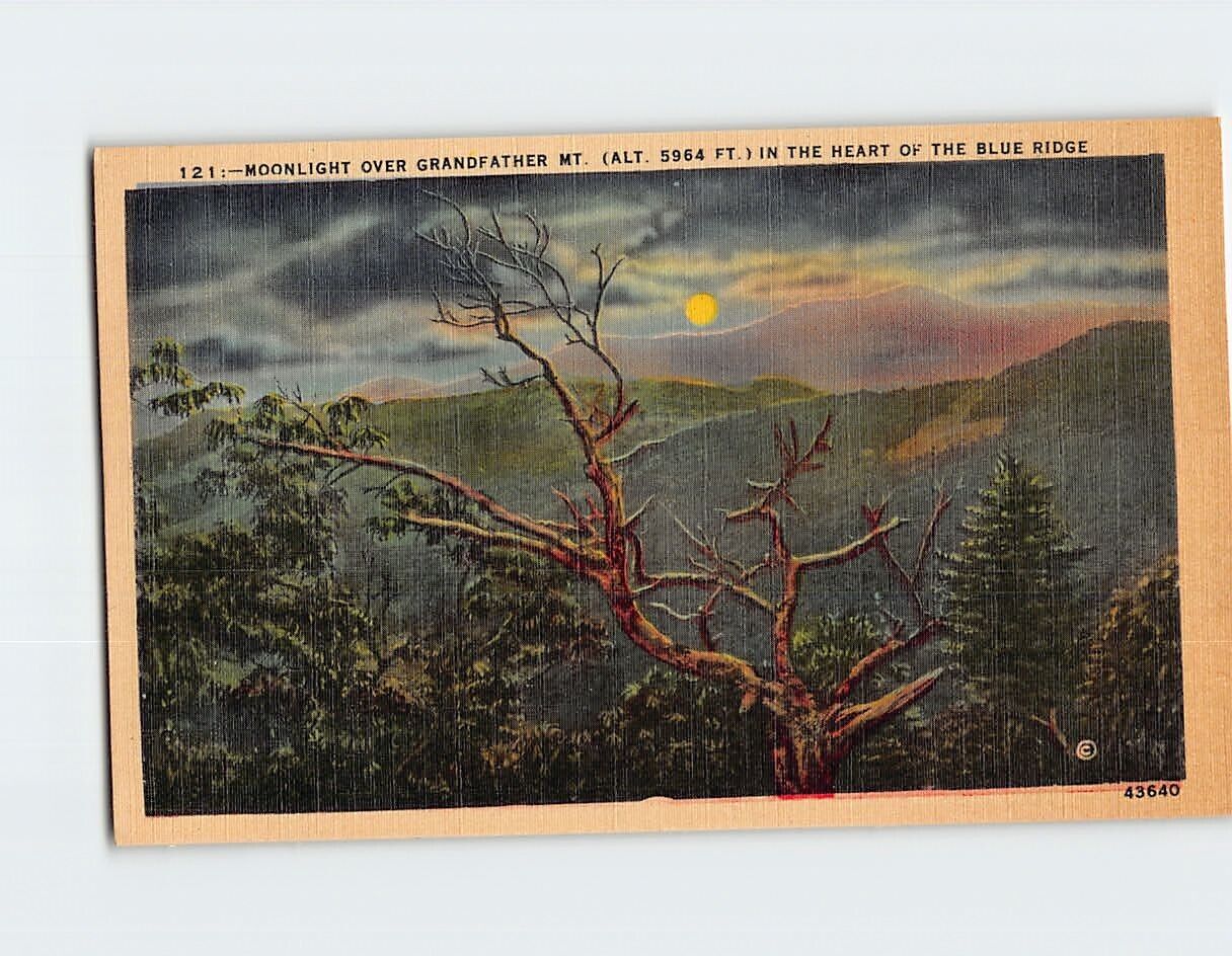 Postcard Moonlight Over Grandfather Mountain Blue Ridge Parkway