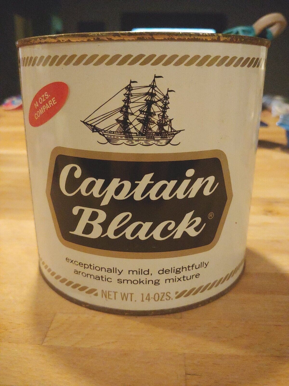 Old Vintage  Captain Black Tobacco Tin Can with Lid