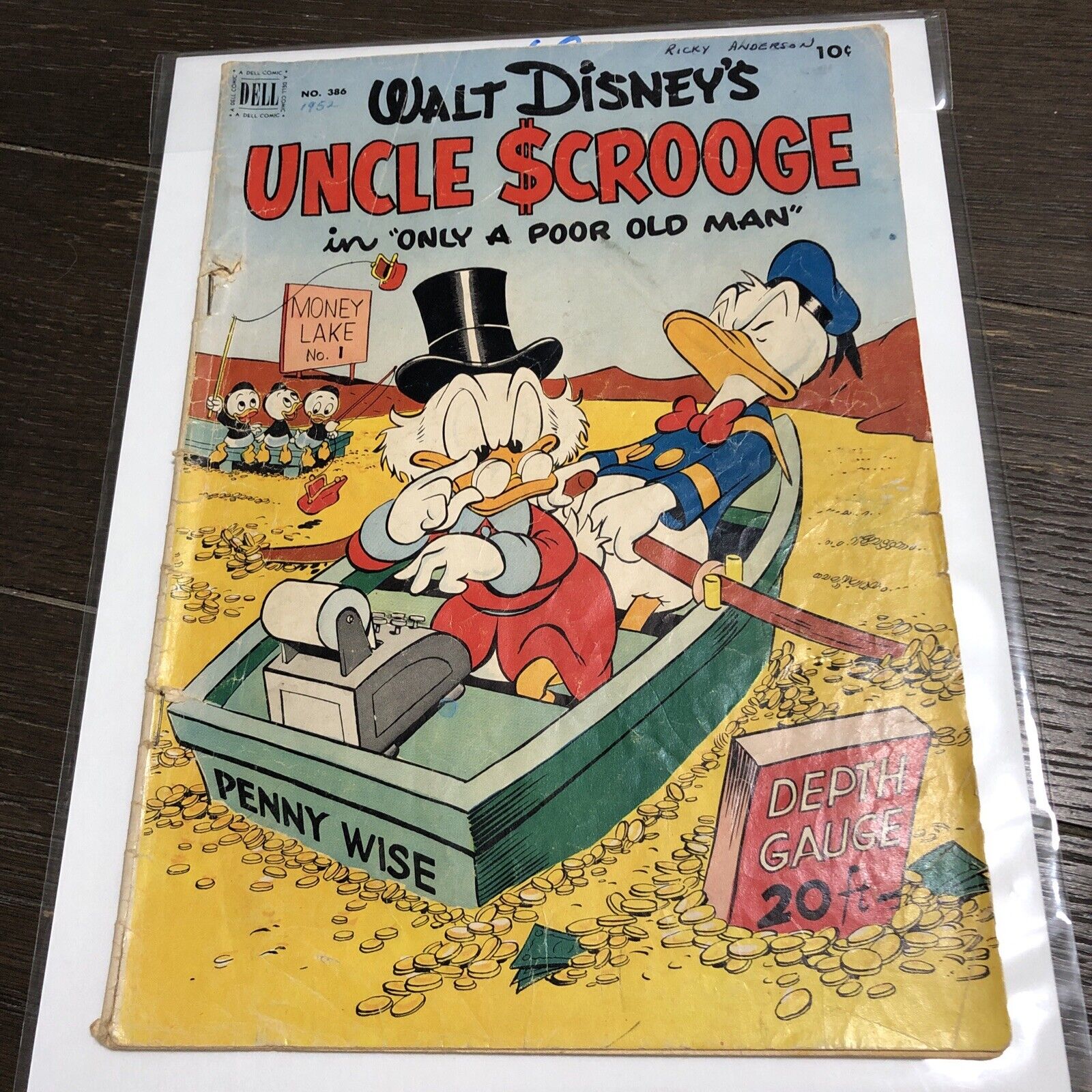 Dell Four Color #386  Uncle Scrooge 1952 1st Uncle Scrooge Solo Cover Title Rare