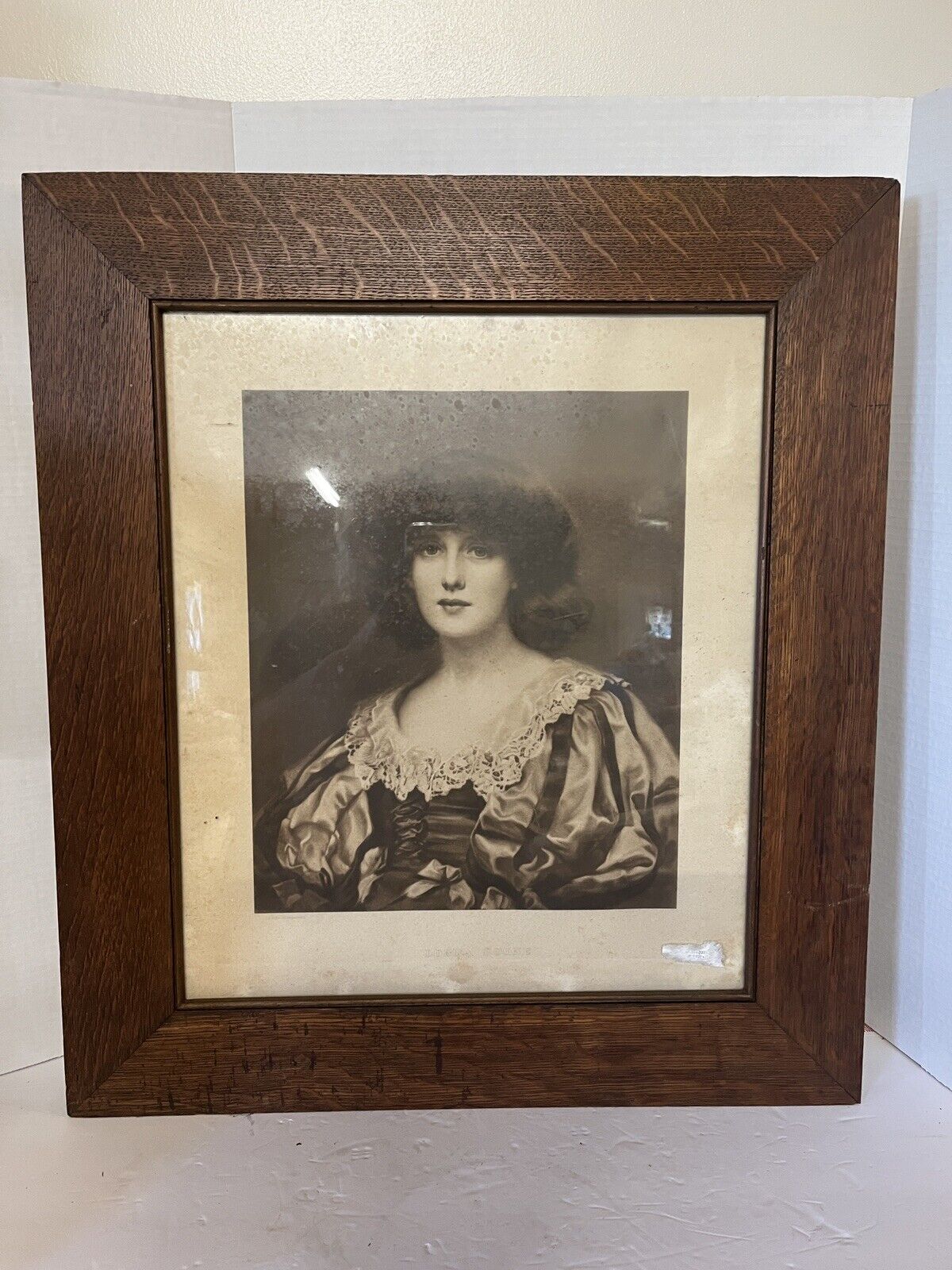 Antique Quarter Sawn Oak Picture Frame With Lorna Doone Print 22x25