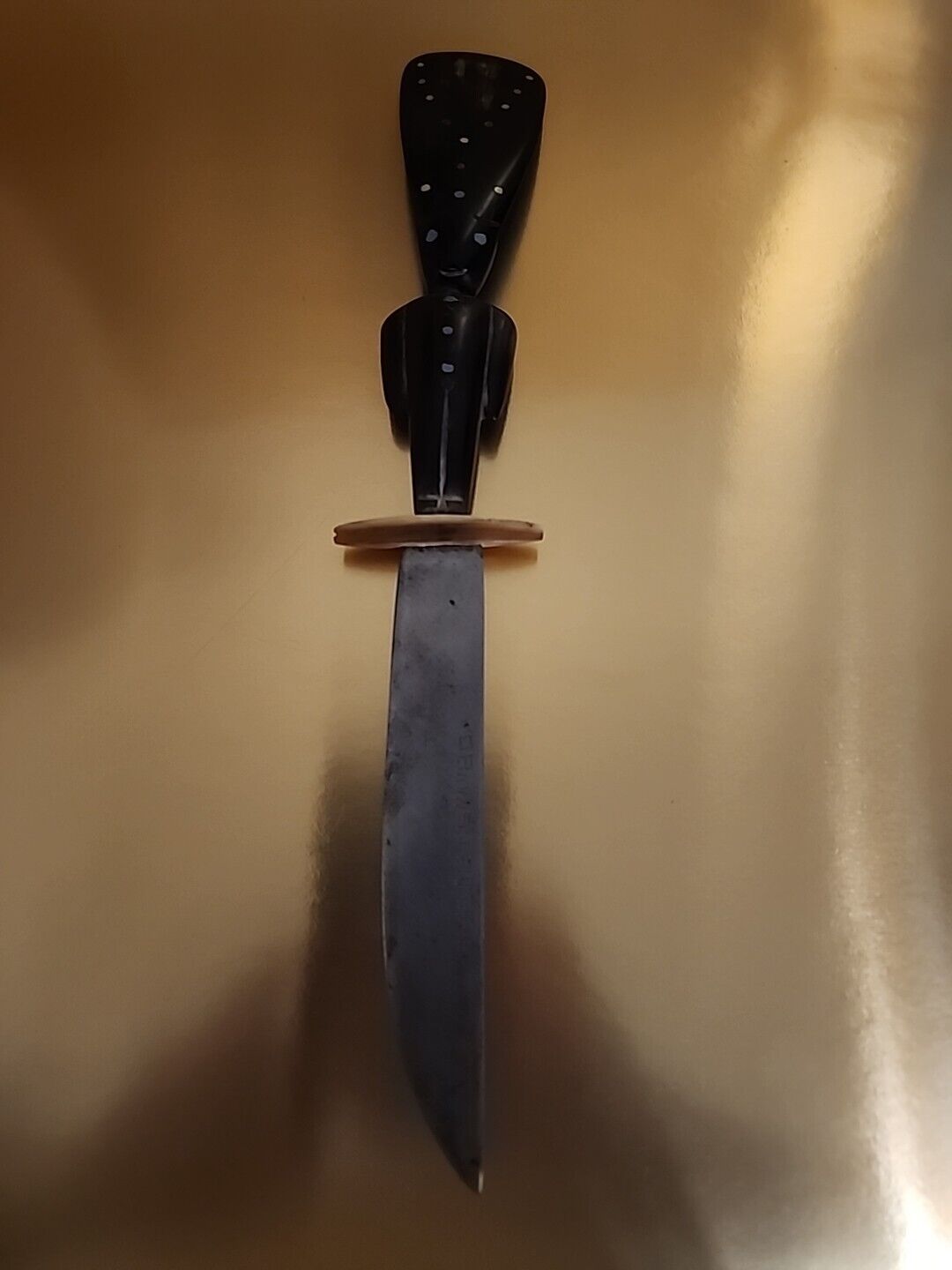 Vintage Antique 1960’ Guatemala Carved Horn Turquoise Letter Opener Dagger Knife