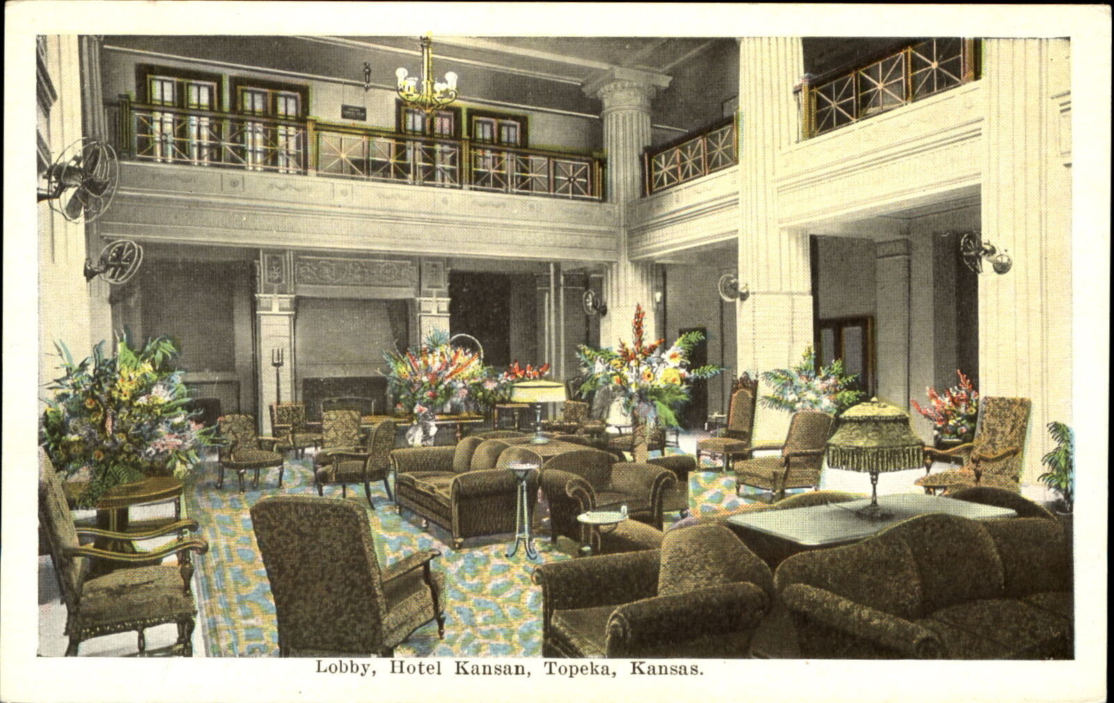 Lobby Hotel Kansan Topeka Kansas KS ~ 1920s