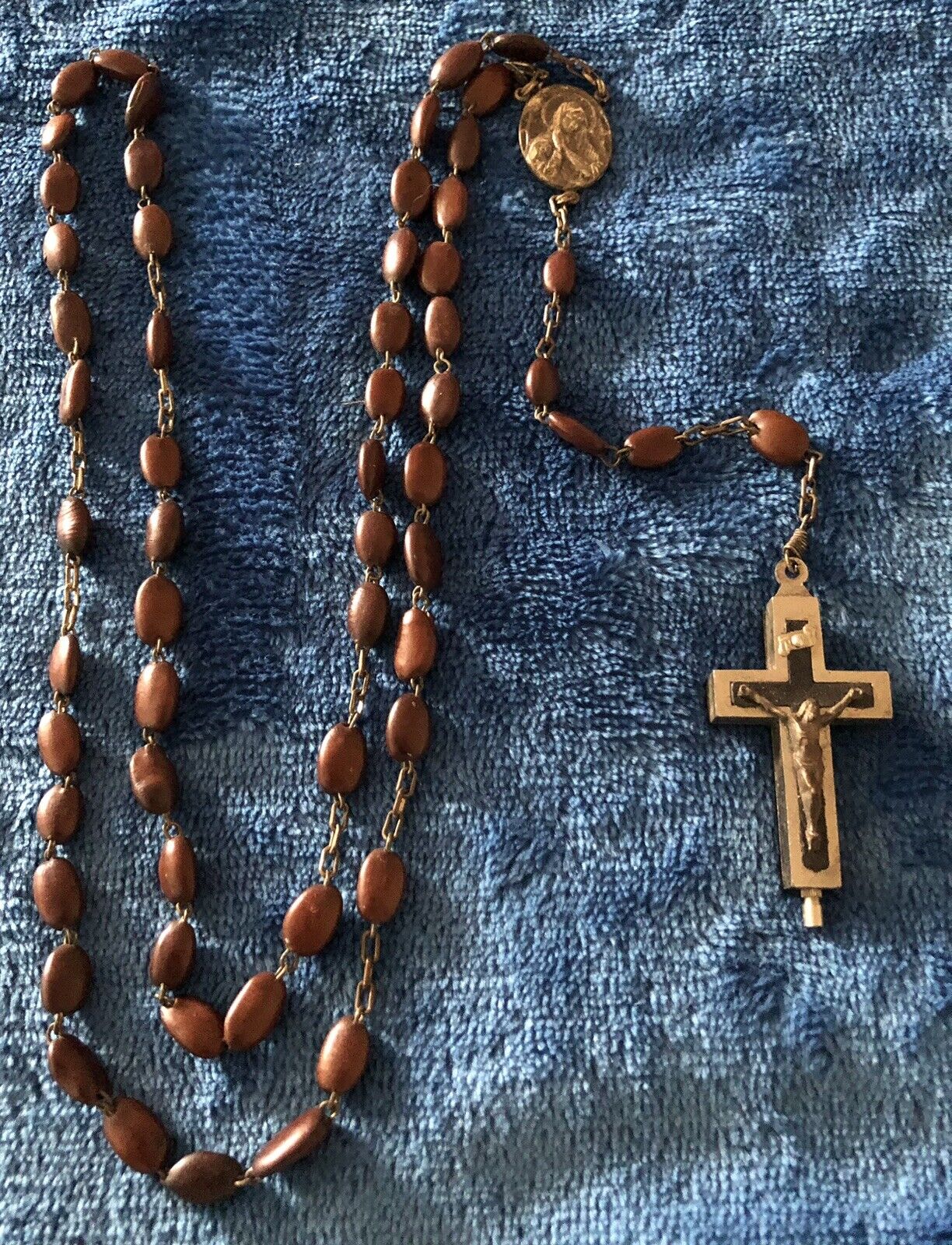 Reliquary Rosary With Spina Cristi Seed Beads  Crucifix From Italy. 21” Long