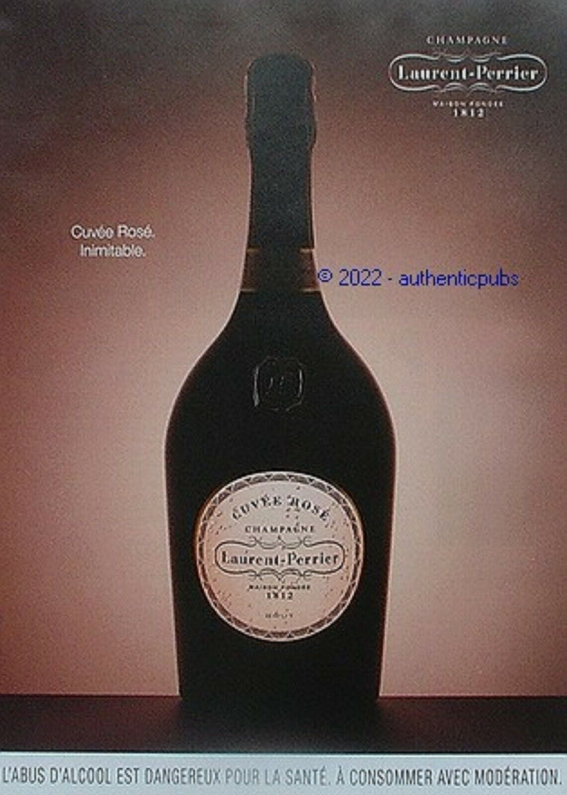 2015 LAURENT PERRIER CHAMPAGNE BRUT CUVEE ROSE FRENCH AD PUB
