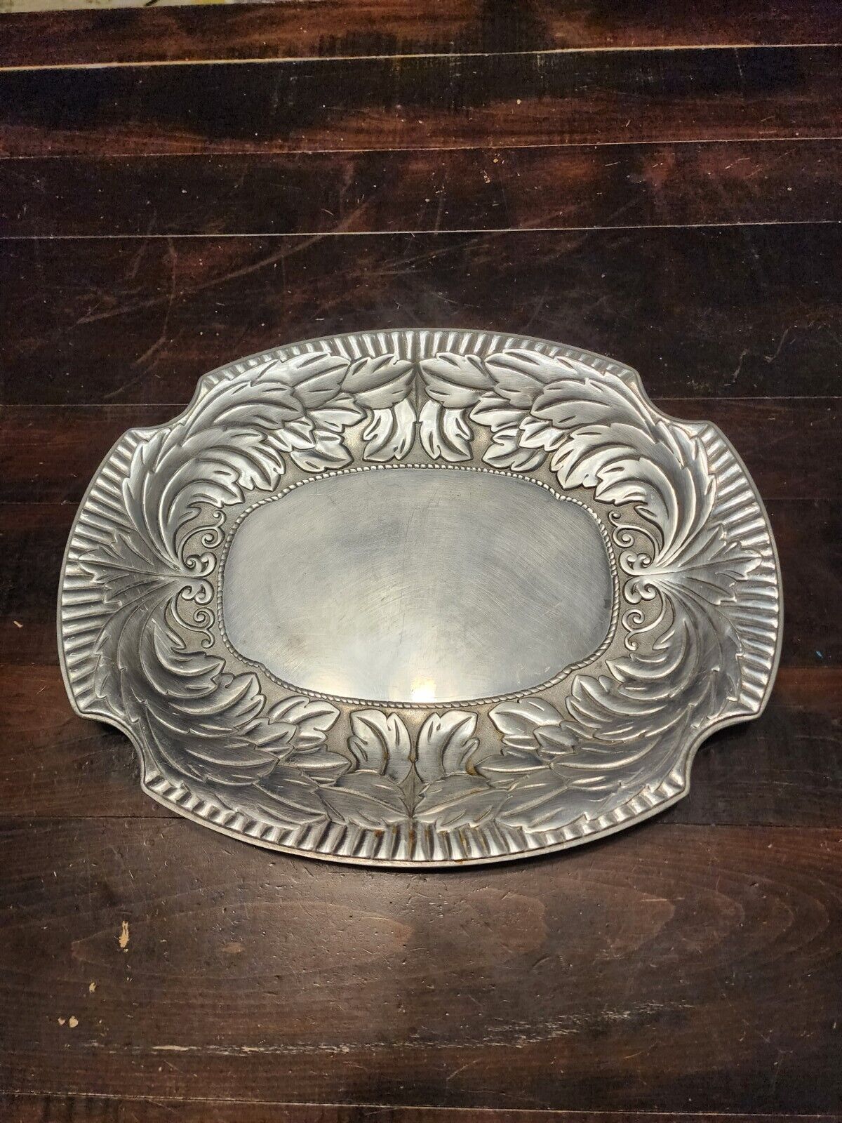 Vintage Wilton Armetale Acanthus Large Oval Serving Tray Platter 19.25\