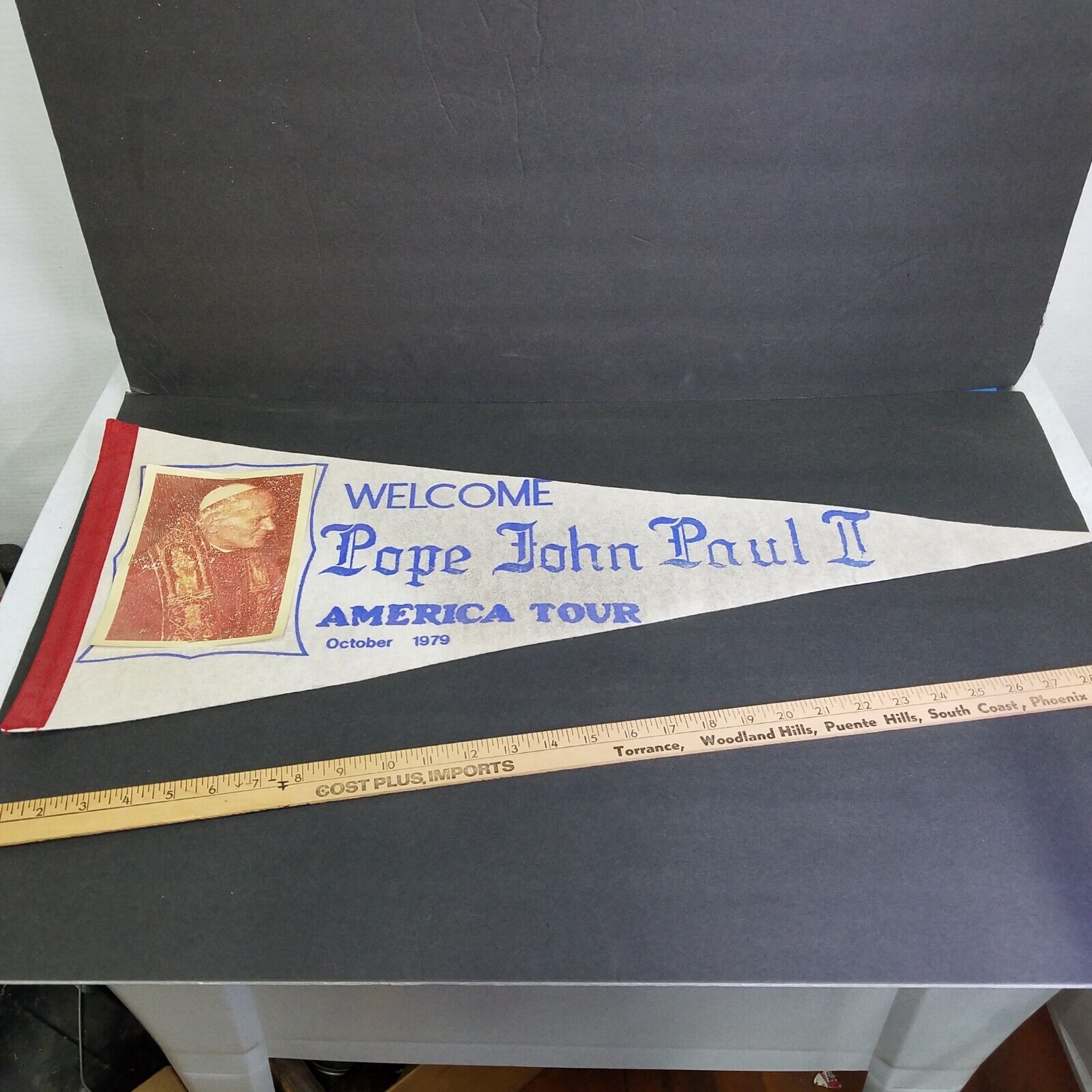 Vintage Pope John Paul the 2nd American tour felt Pennant October 1979 12\