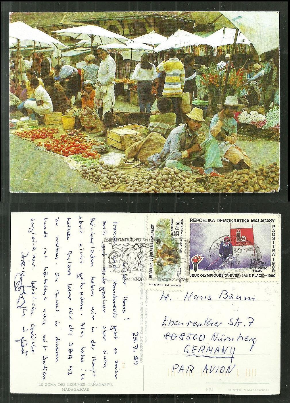 Tananarive Antananarivo Vegetables Market Madagascar 2 stamps