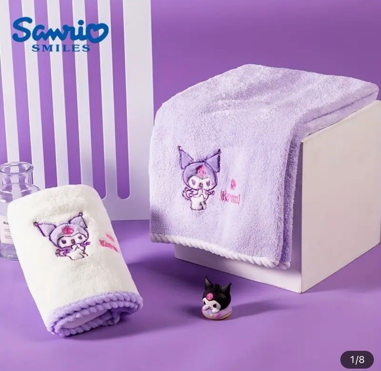 Kuromi Face Towel Purple Soft Bath Towel Sanrio Kawaii