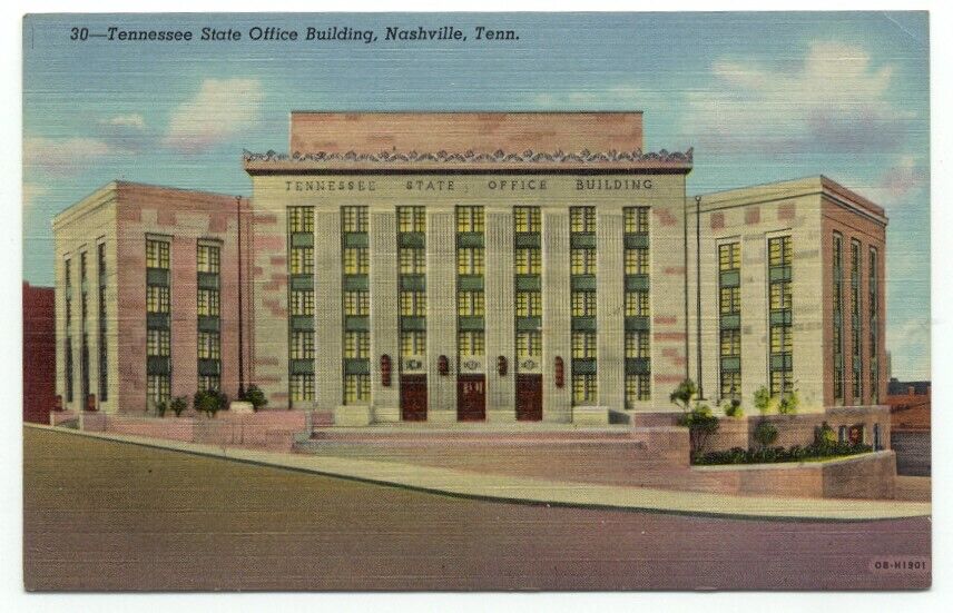 Nashville TN - Tennessee State Office Building Linen Postcard