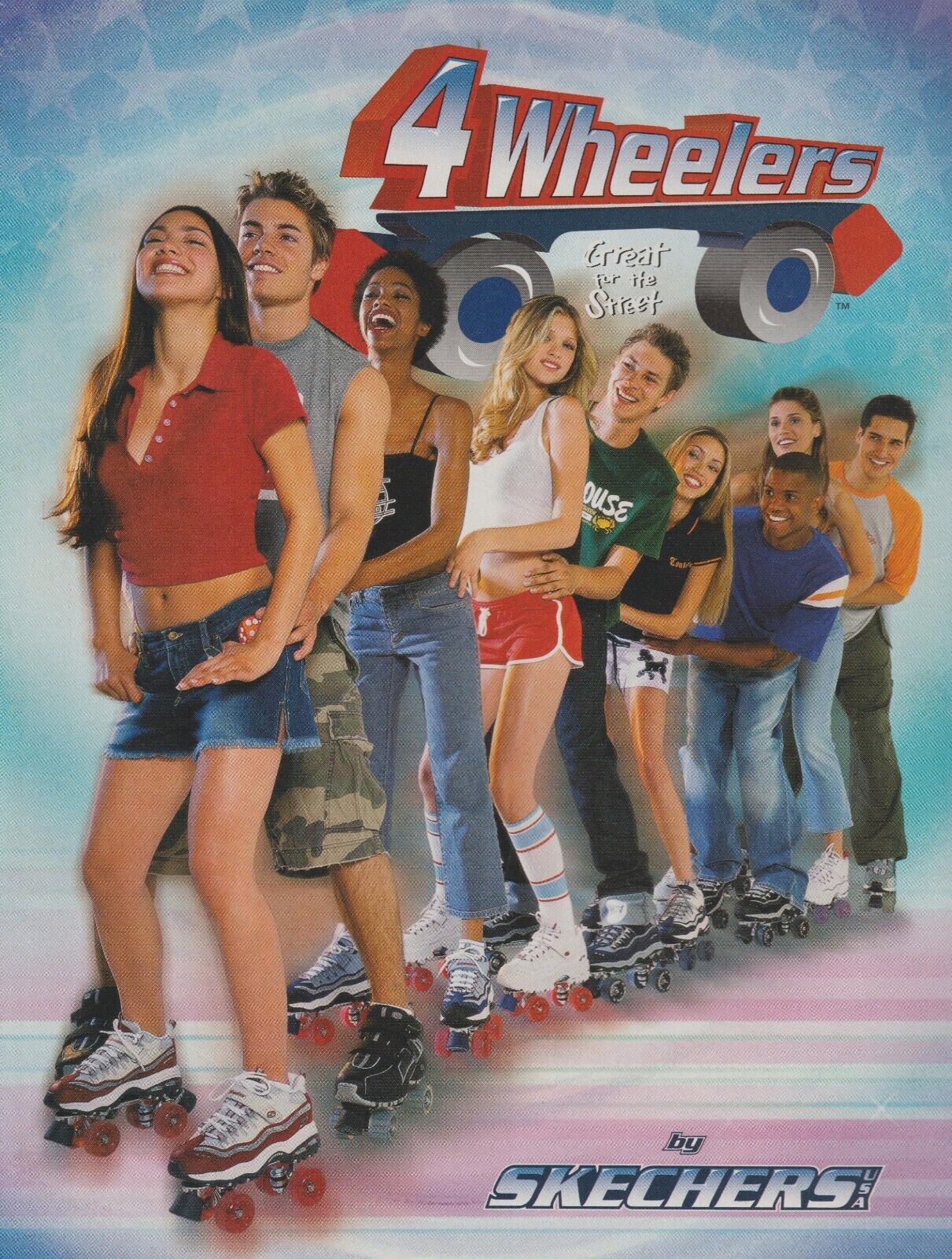 2002 Skechers 4 Wheelers - Girls Guys Roller Skate Train Line - Print Ad Photo