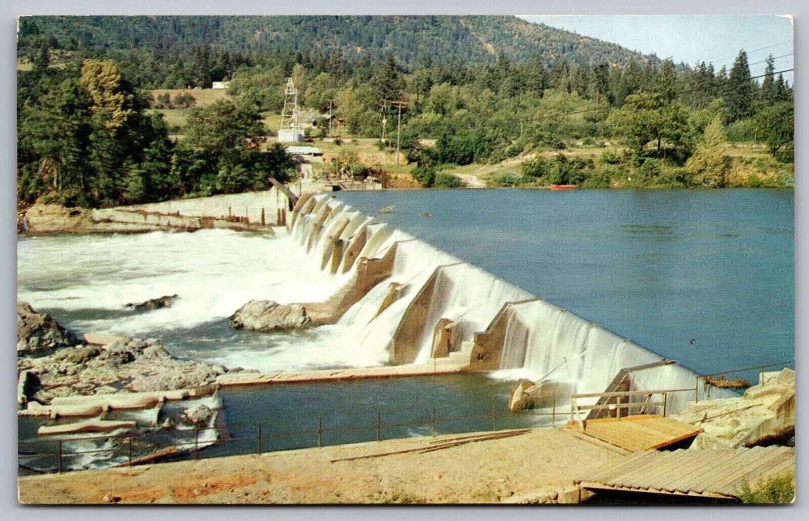Savage Rapids Dam Birds Eye View Pacific Highway Rogue River Valley VNG Postcard
