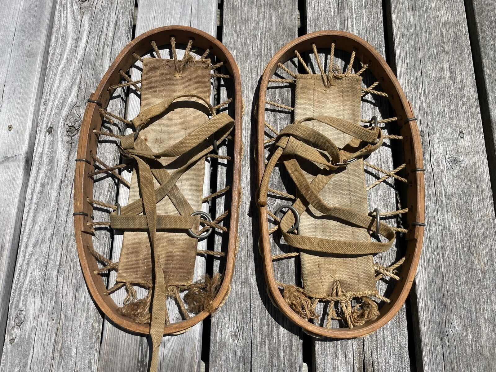 Vintage 1943 British Military WWII Snowshoes Bear Paw England - 18