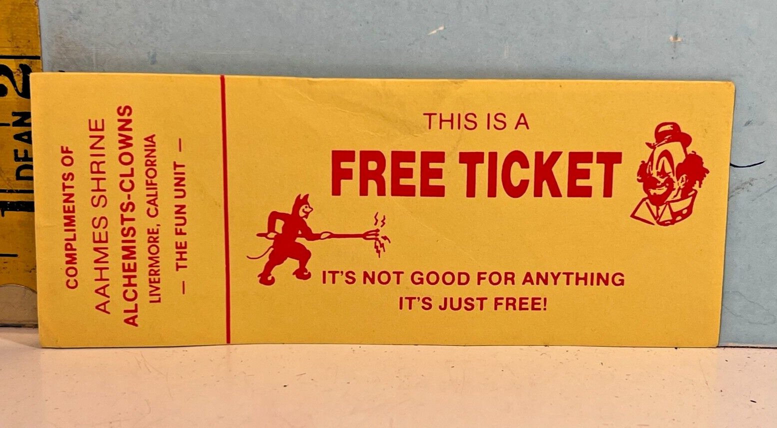 1980 Aahmes Shrine Alchemists Clowns Free Ticket Stub