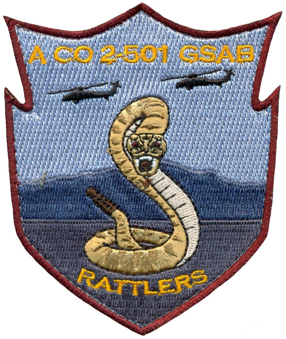 US ARMY A Co. 2-501st GENERAL SUPPORT AVIATION BATTALION - RATTLERS - PATCH