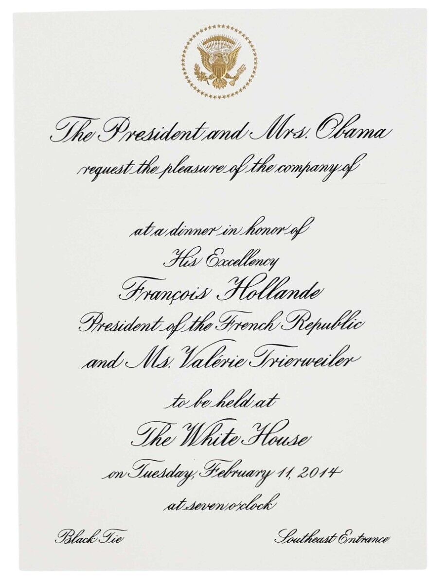 2014 White House State Ceremony Invitation French President Hollande