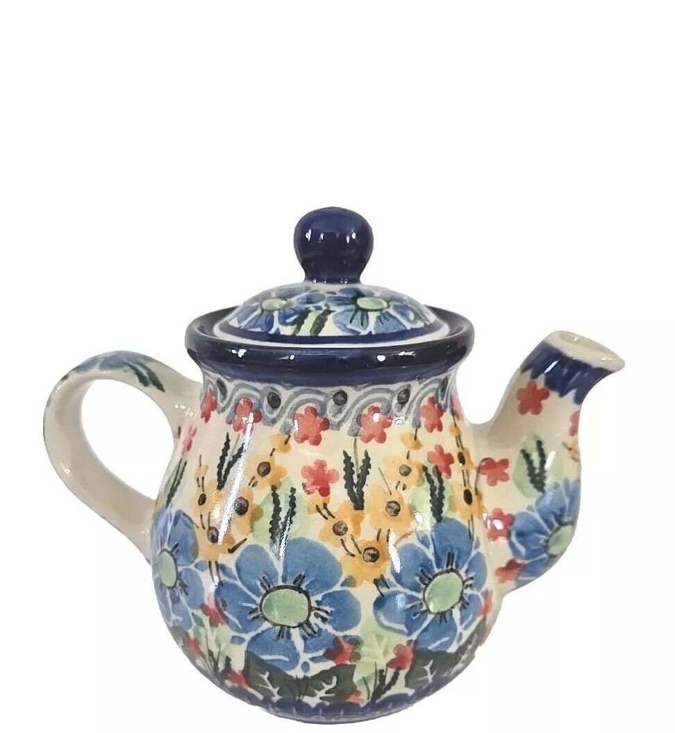 Unikat Ceramika Artystyczna Polish Art Pottery Individual Teapot By M. Starzyk