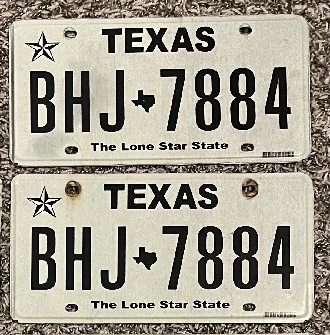 Vintage Large Texas Flag TX Vehicle Passenger License Plate Pair