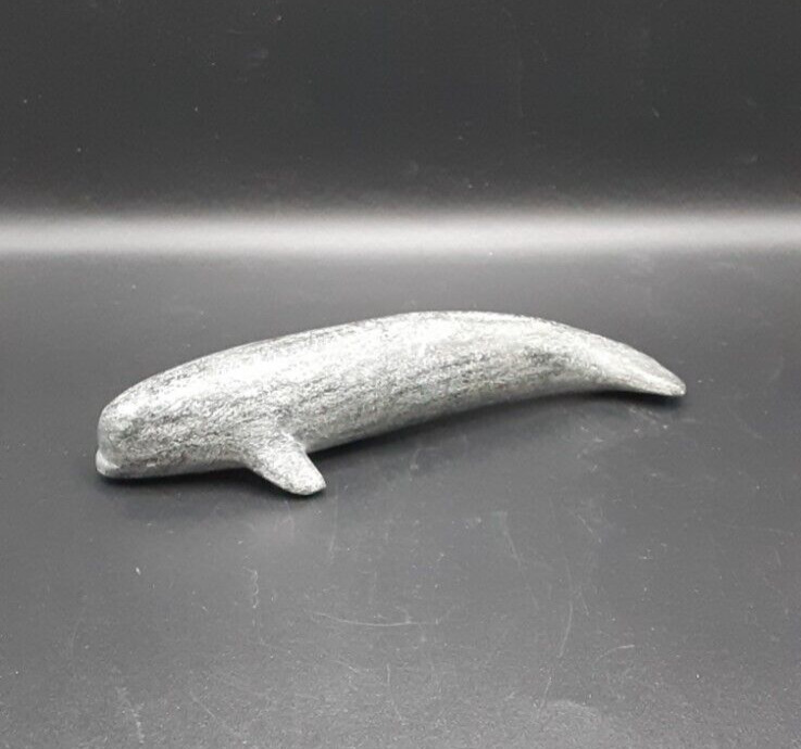 Vintage Inuit Soapstone Carving of Whale Canadian Eskimo Art - 5 Inches Long