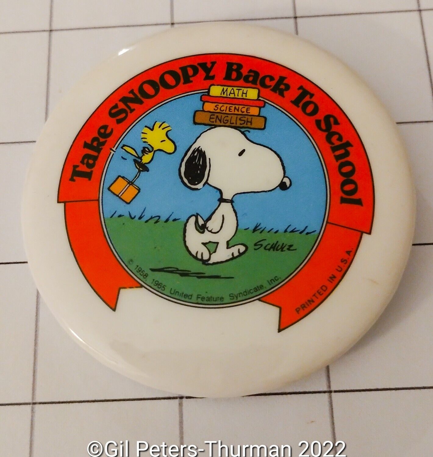 TAKE SNOOPY BACK TO SCHOOL BUTTON