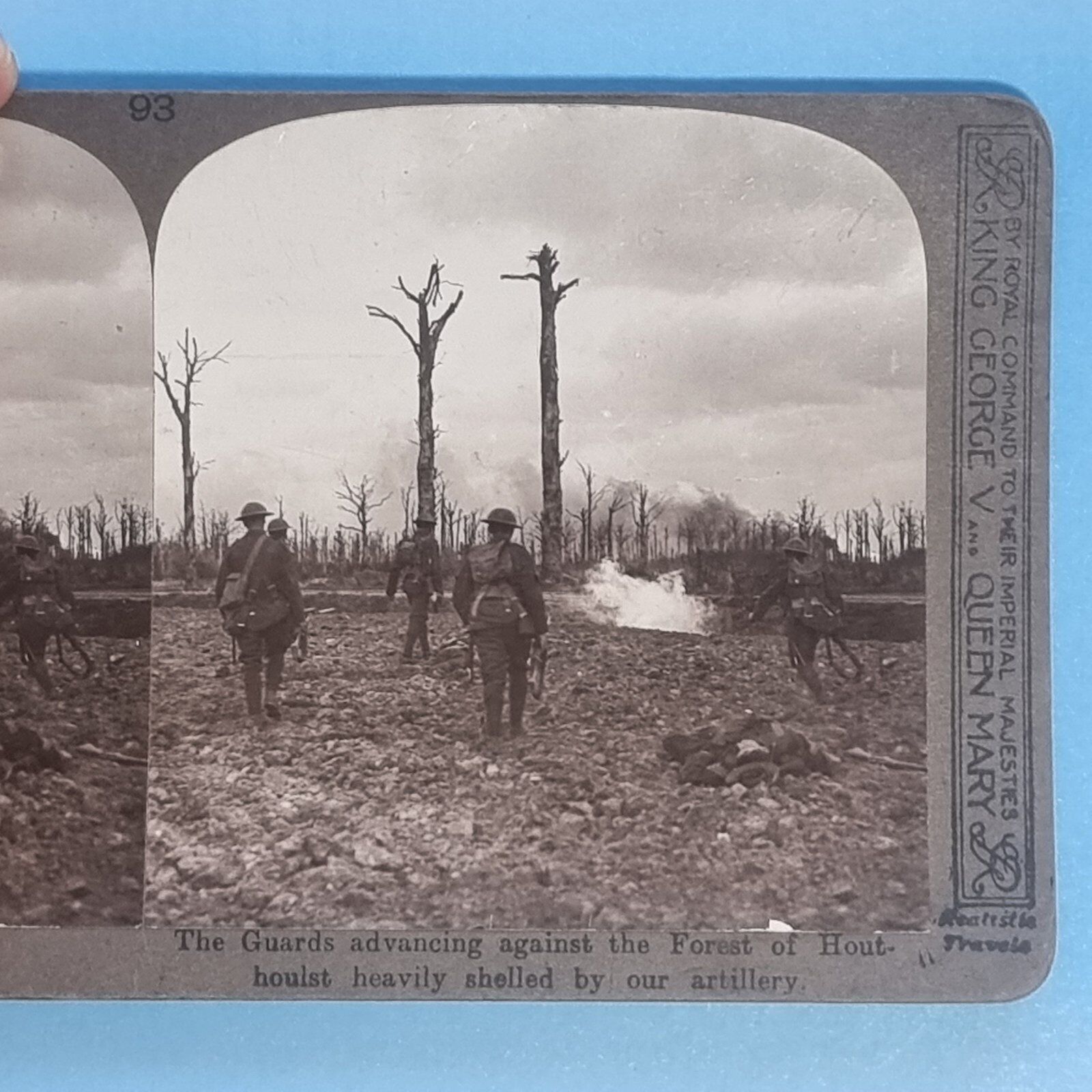WW1 Stereoview 3D RP Card C1916 Belgium Ypres Houthoulst Forest Post Bombardment
