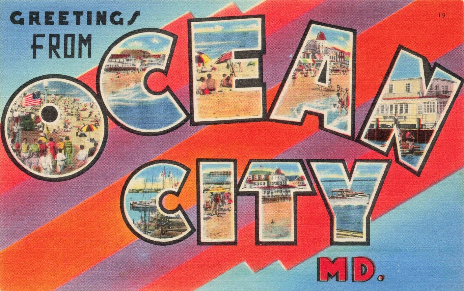 Postcard Greetings from Ocean City, Maryland Large Letter Vintage