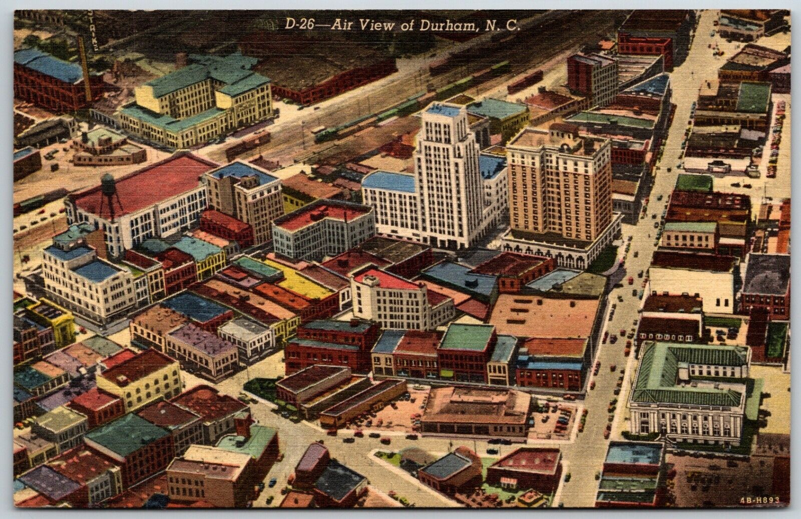 Durham Aerial View, North Carolina - Postcard