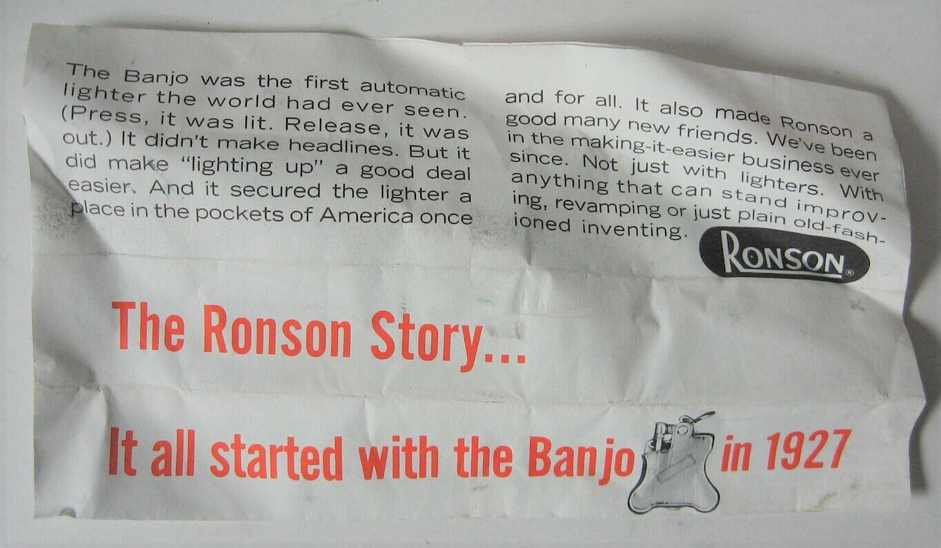 VTG The Ronson Story Products Advertising Insert Lighters 1960\'s 
