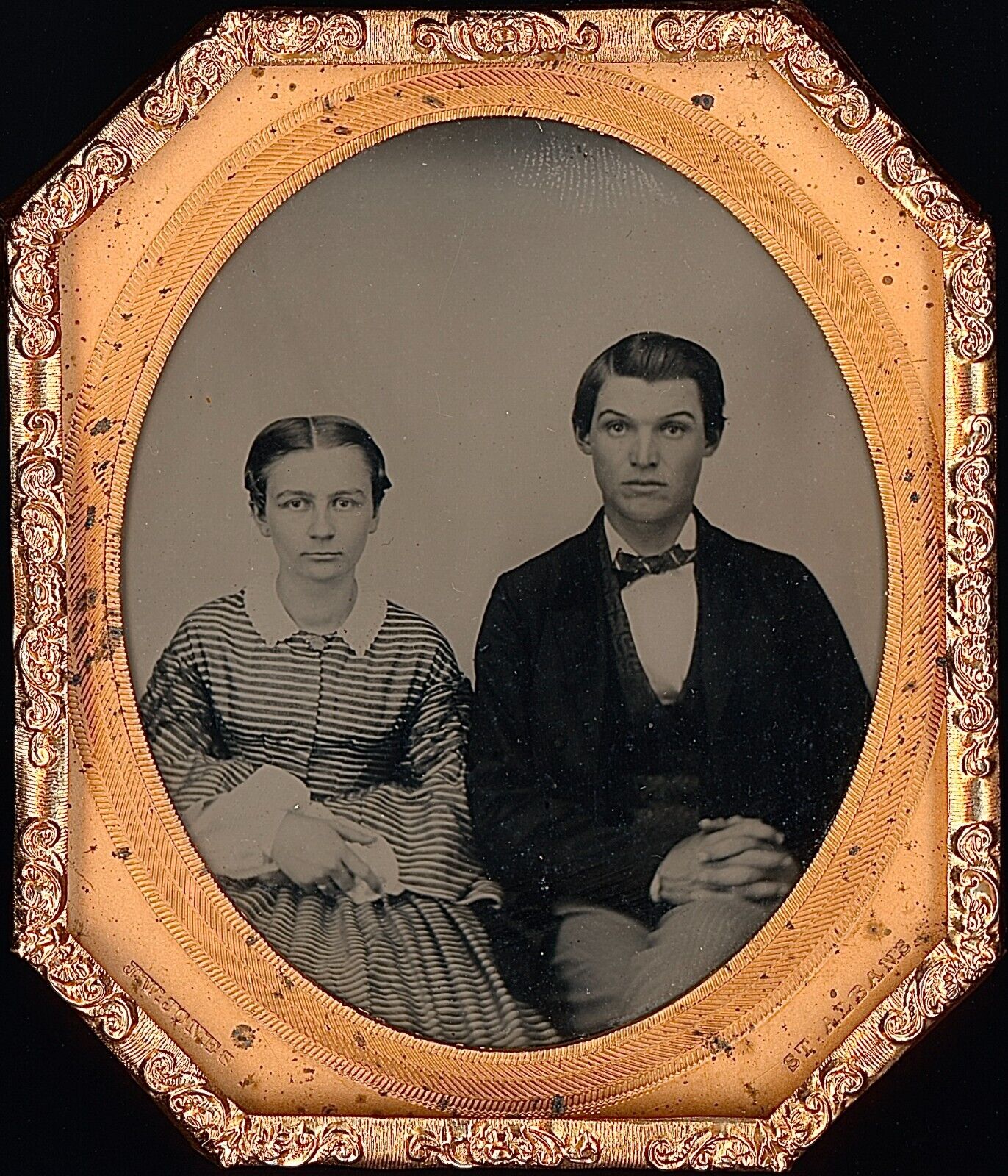 Attractive Young Couple By Jones St. Albans, Vermont 1/6 Plate Tintype T395