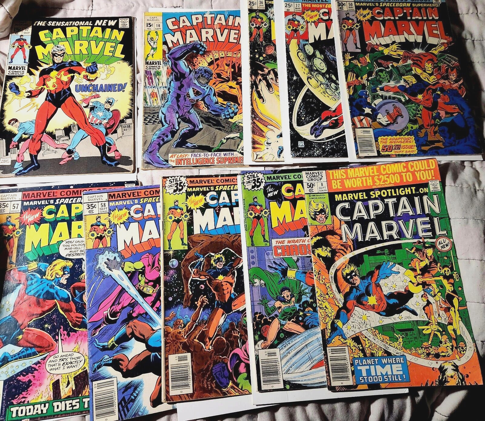 Captain Marvel 1966 10-book lot 16, 17, 36, 37, 50, +5 more VG to VF+