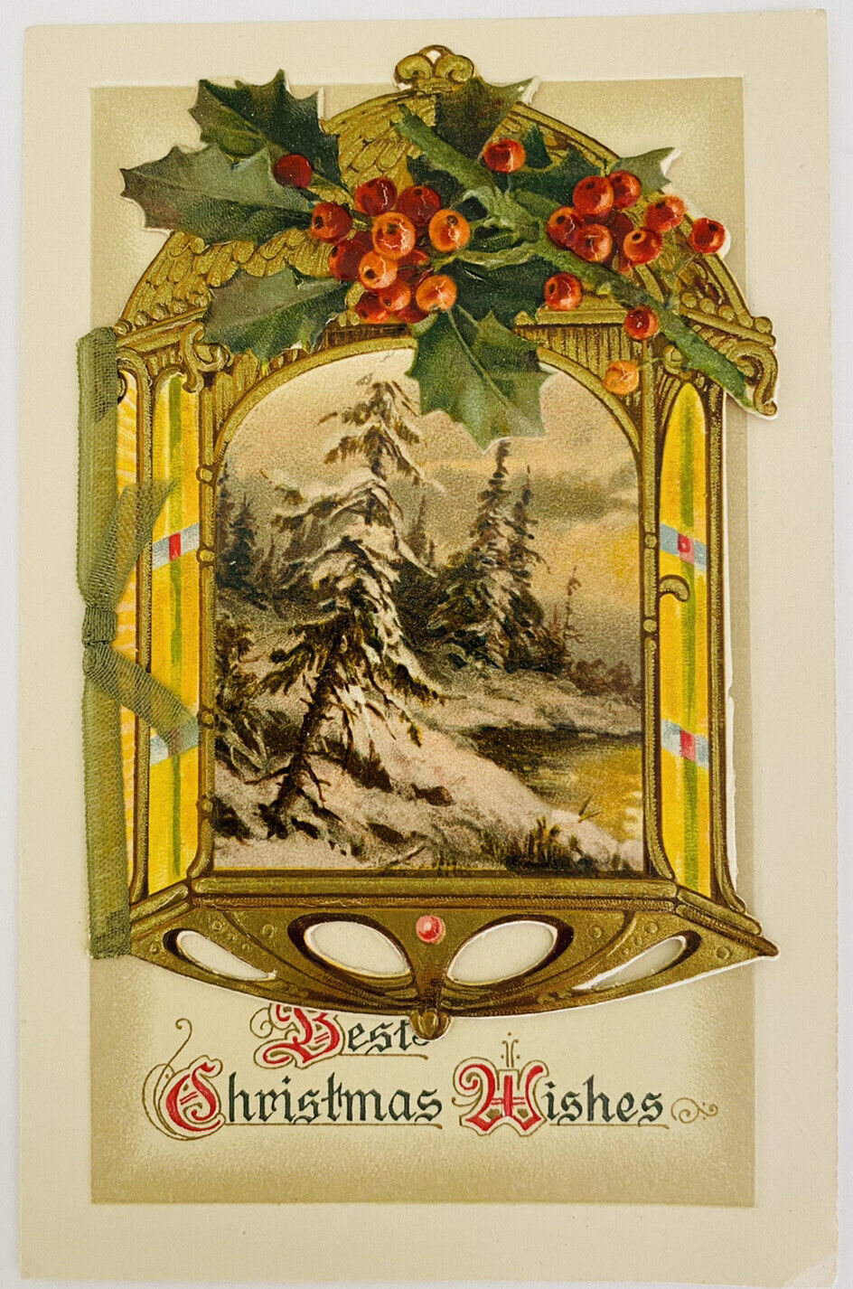 Antique Christmas Wishes Printed in Germany Postcard