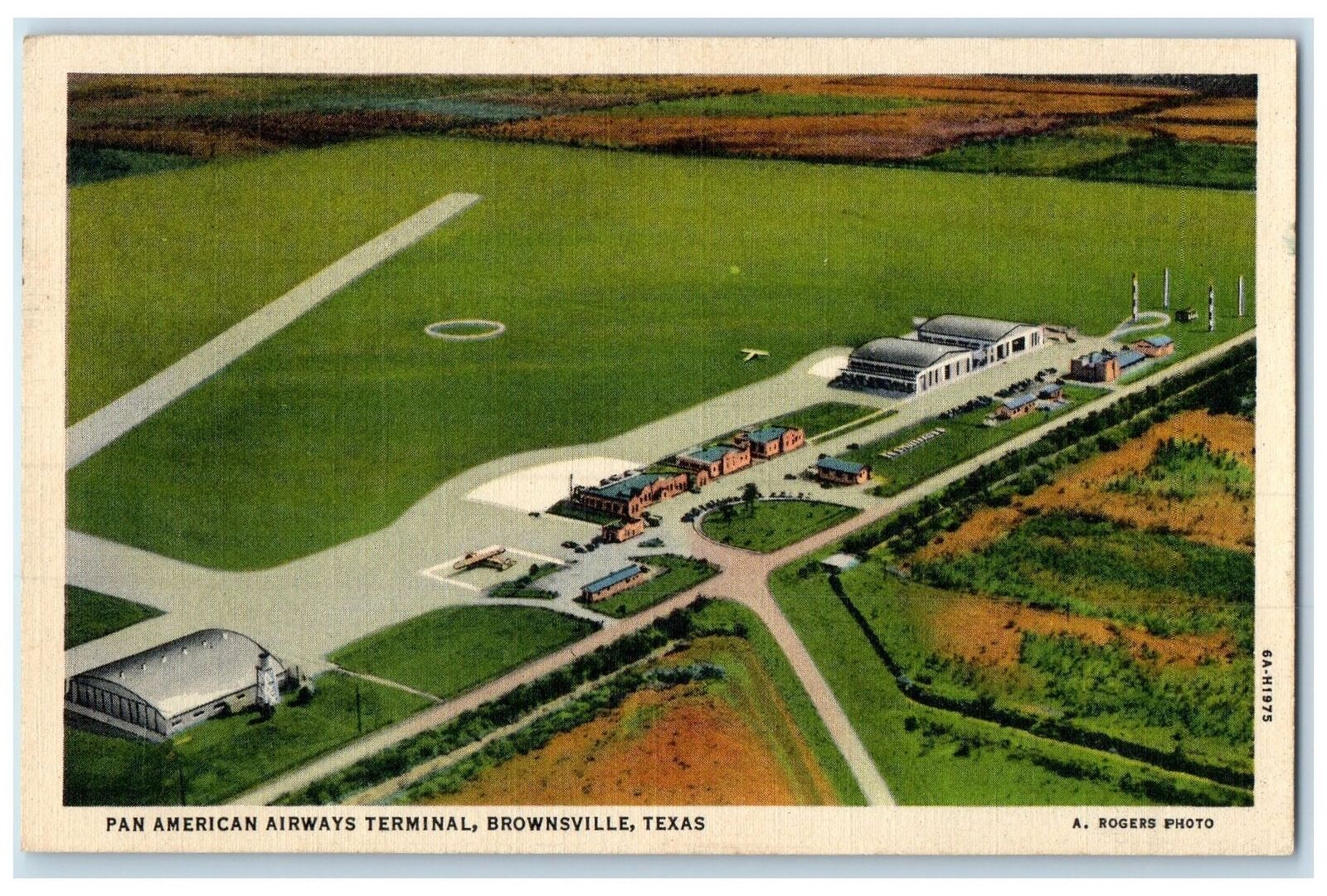 1939 Pan American Airways Terminal Aerial View Brownsville Texas TX Postcard