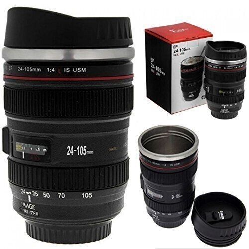 350ml Caniam Camera Lens Travel Mug Lens Cup Tea Mug Black Brand New