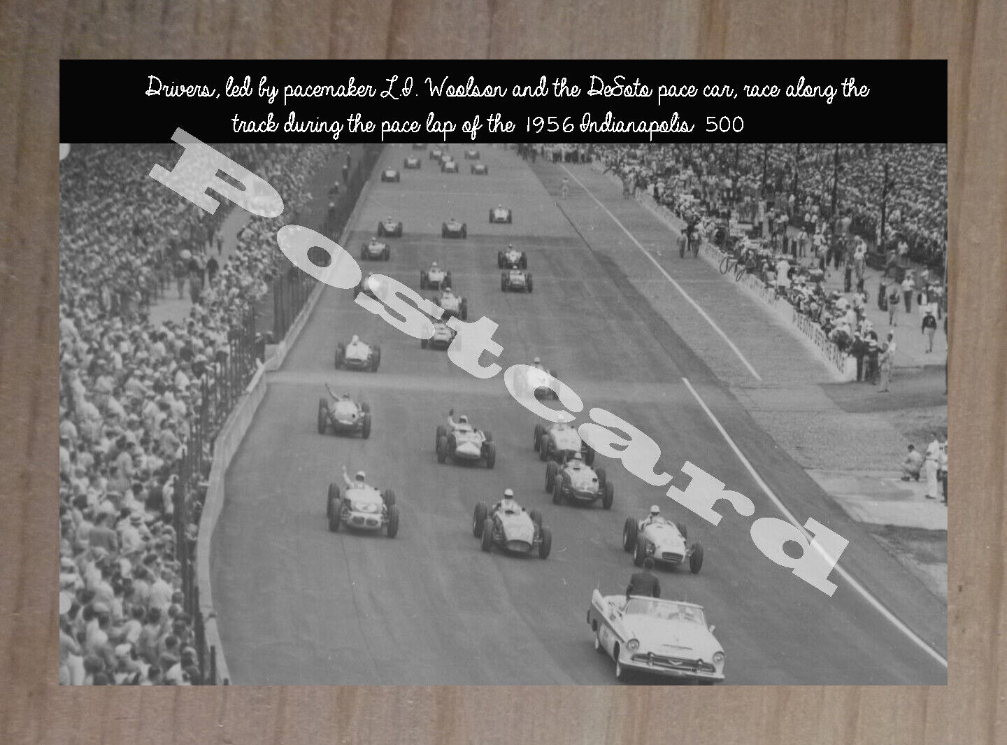 Historic  pacemaker L.I. Woolson and the DeSoto pace car 1956 Indy Postcard