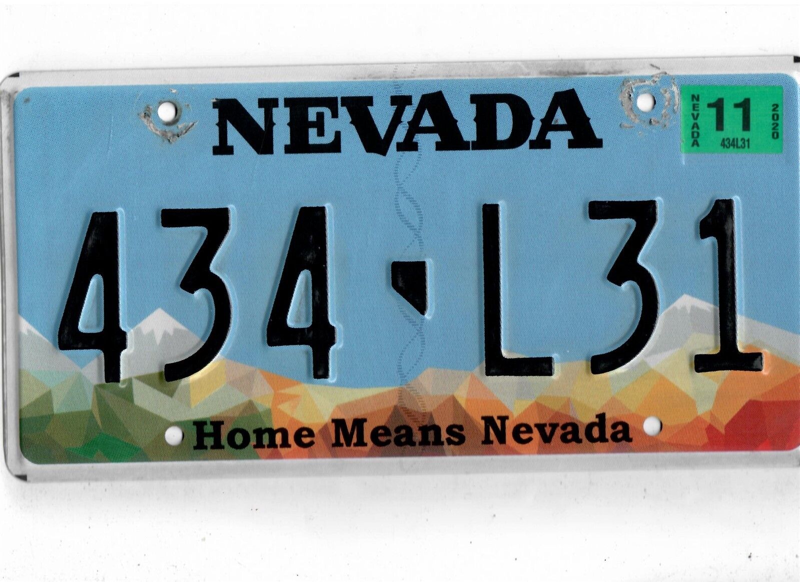 NEVADA passenger 2020 license plate \