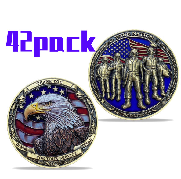 42pcs Military Thank You for Your Service Challenge Coin Veterans Soldiers Gift