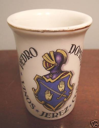 old porcelain advertising shot glass Pedro Domeco wines