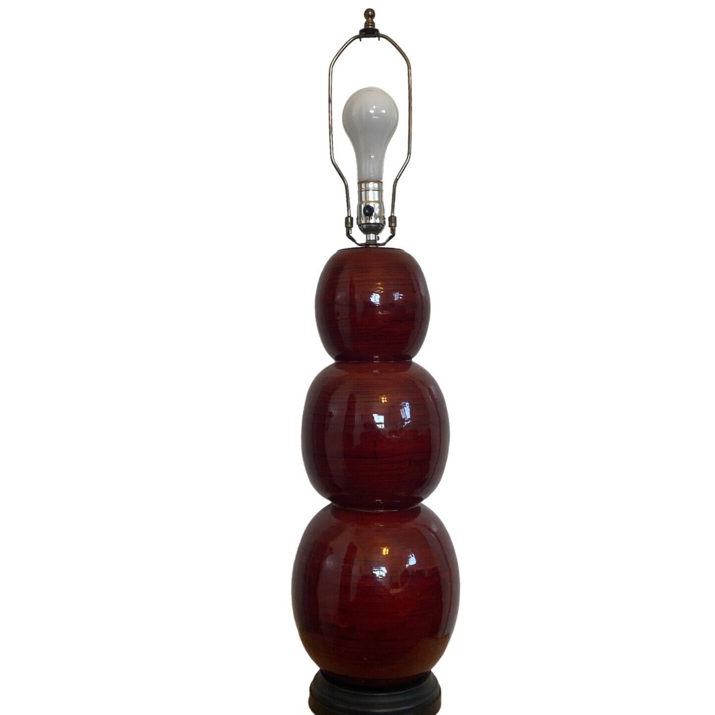Vintage Barbara Cosgrove Tall Faux Wood Grain Look Brown Resin Table Lamp Tested