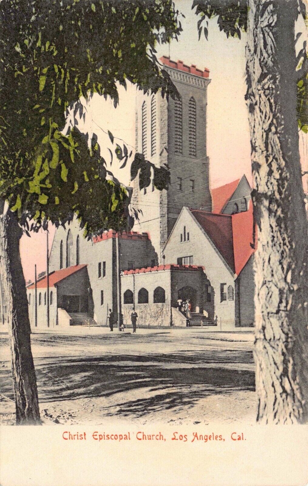Hand Colored Postcard Christ Episcopal Church in Los Angeles, California~126218