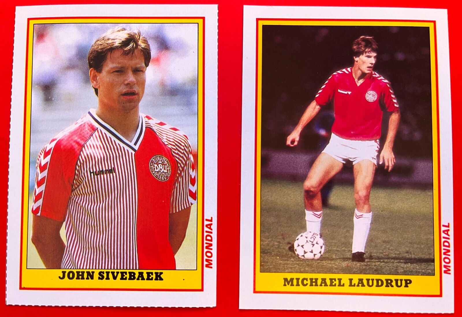 JOHN SIVEBAEK + MICHAEL LAUDRUP (DENMARK) 1986 FOOTBALL: 2 ROOKIE CARD WORLD