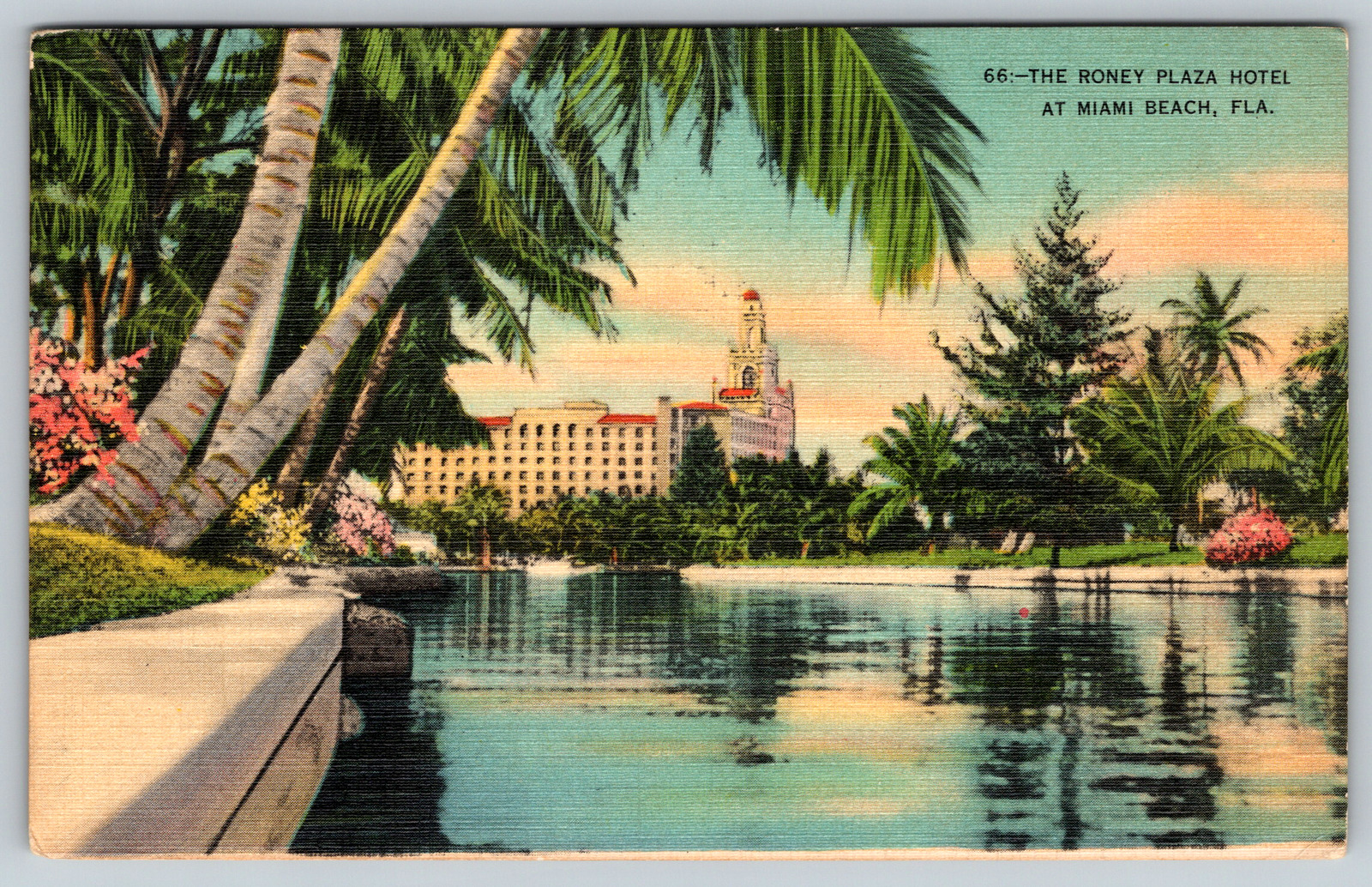 FL Miami Beach Fla Roney Plaza Hotel c1940s Vintage Postcard