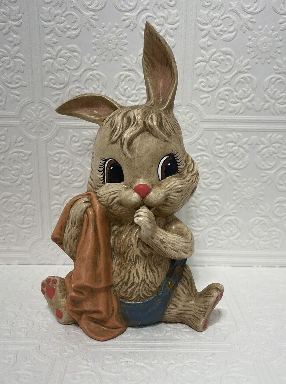 Baby Bunny W/ Blanket Vintage Studio Art Ceramic Easter Bunny Kitschy