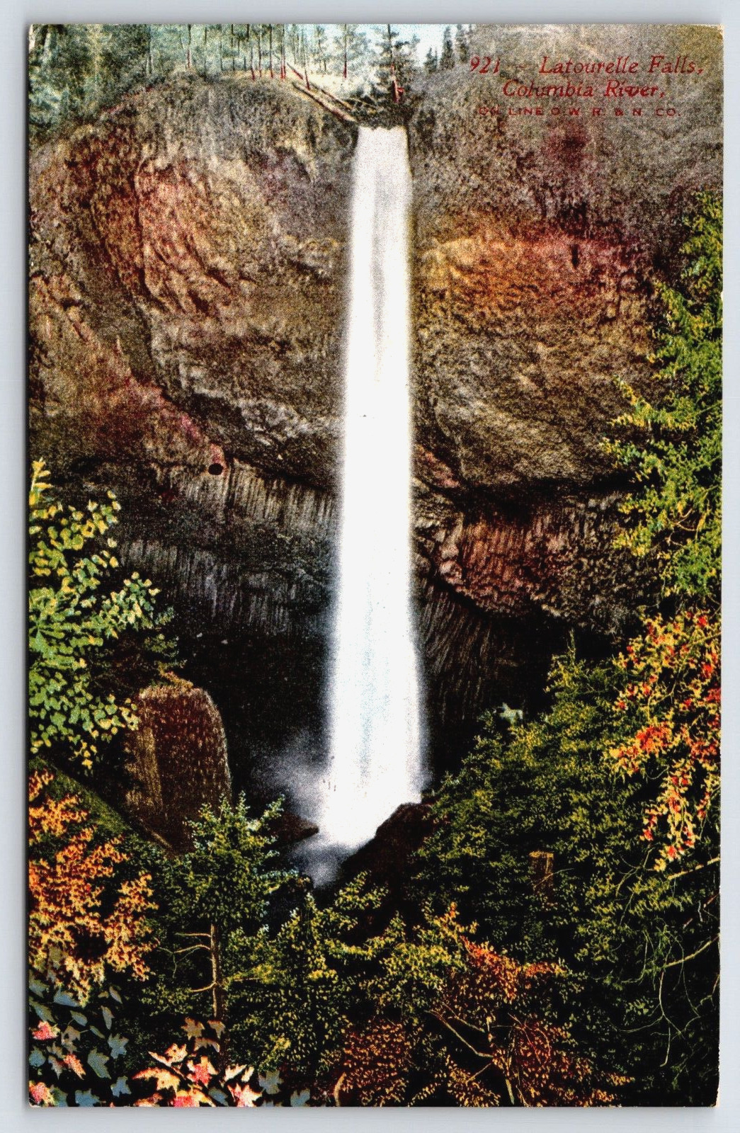 Original Old Vintage Outdoor Postcard Latourelle Falls Columbia River Oregon USA