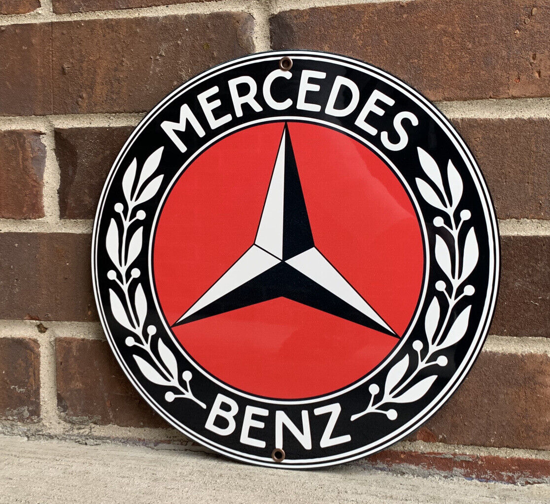 Large  14” Vintage Reproduction  Mercedes High Quality Advertising Garage Sign