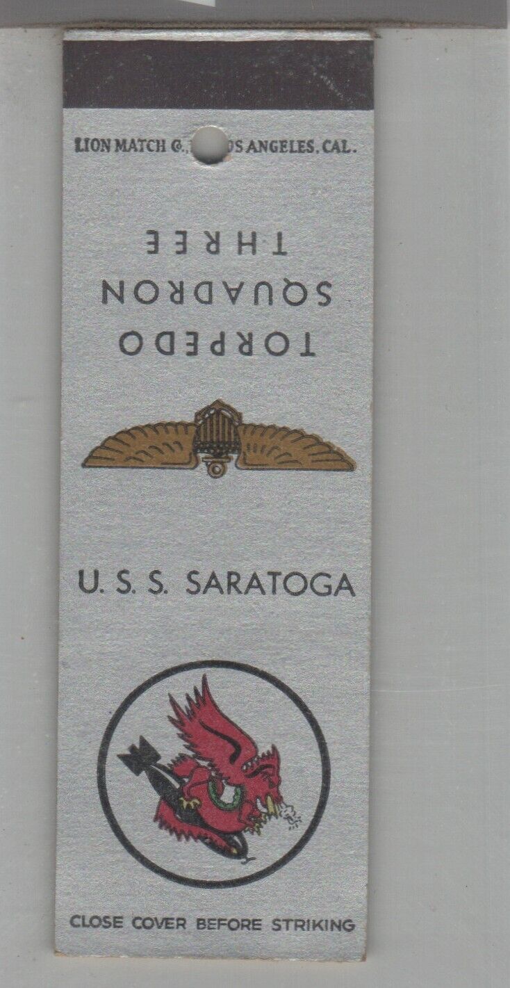 Matchbook Cover - Navy Ship USS Saratoga Torpedo Squadron Three