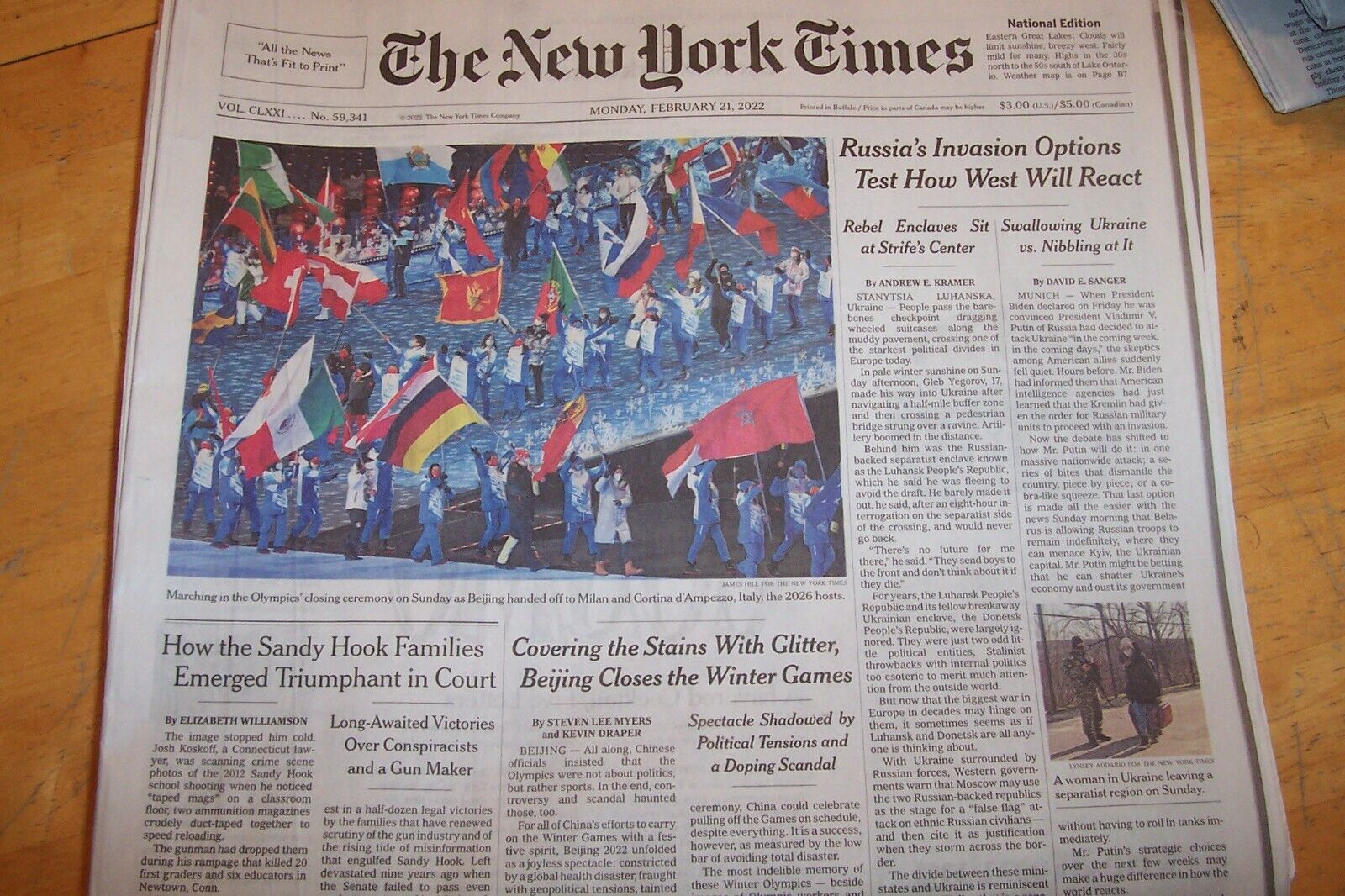 THE NEW YORK TIMES MONDAY FEBRUARY 21, 2022