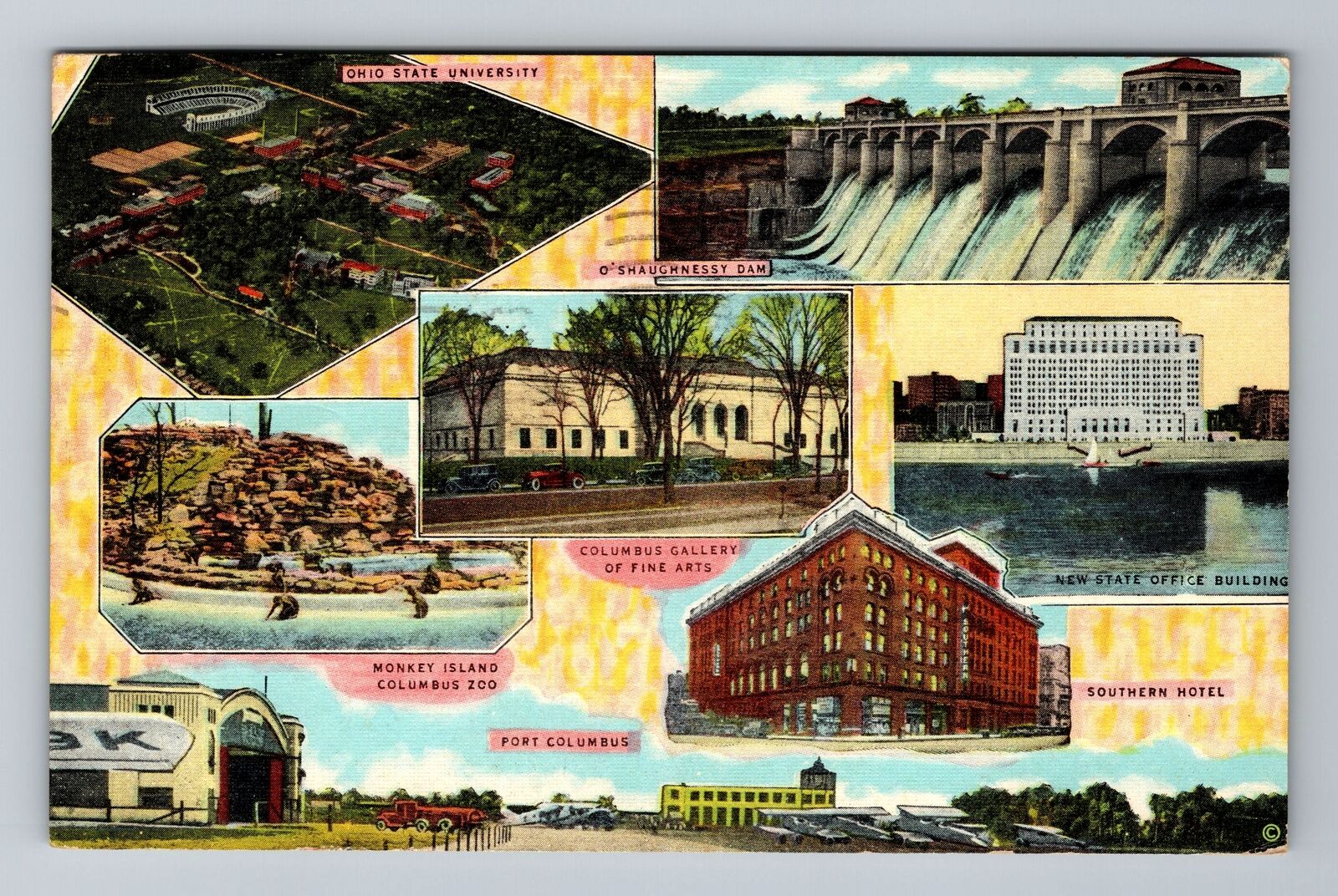 Columbus OH-Ohio, Points of Interest, c1918 Antique Vintage Souvenir Postcard