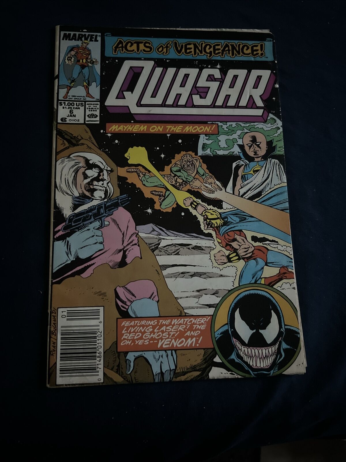 Quasar #6 - (1990) First Appearance of Venom outside of Spider-Man. Newsstand