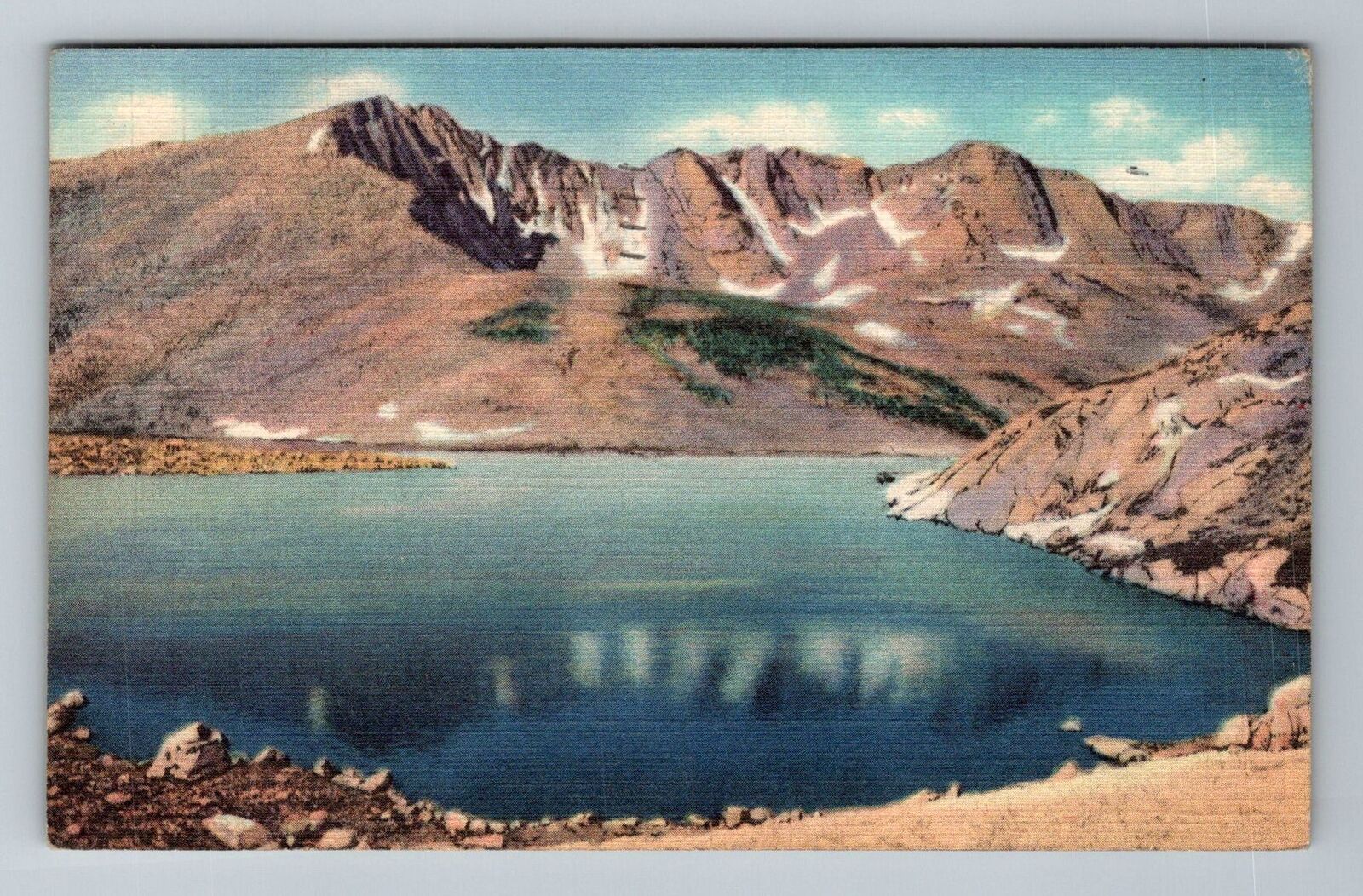 Near Denver CO-Colorado Mt. Evans Reflected Summit Lake Vintage c1936 Postcard