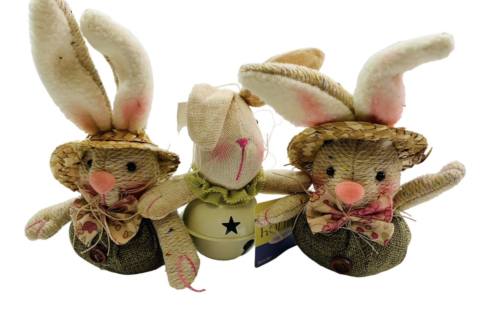 Mixed Lot Easter Bunny Rabbit Mini Plush in Hats Bell Spring Ornaments