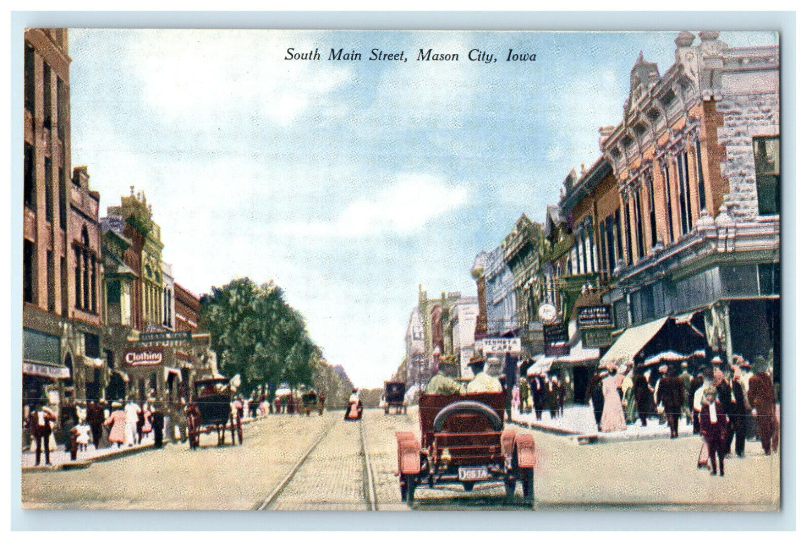 c1910s Horse Carriage in Main Street, Mason City Iowa IA Antique Postcard